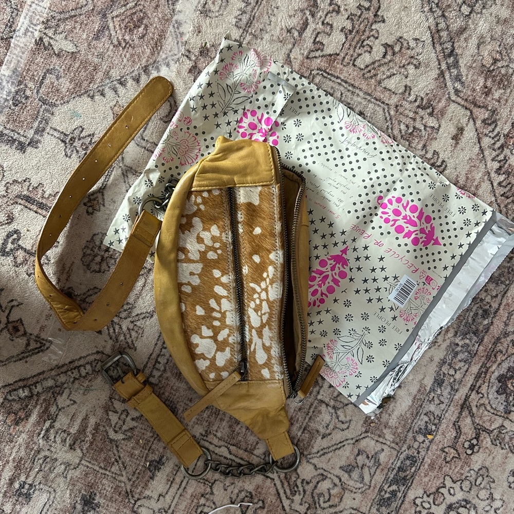 Free people belt bag cow print